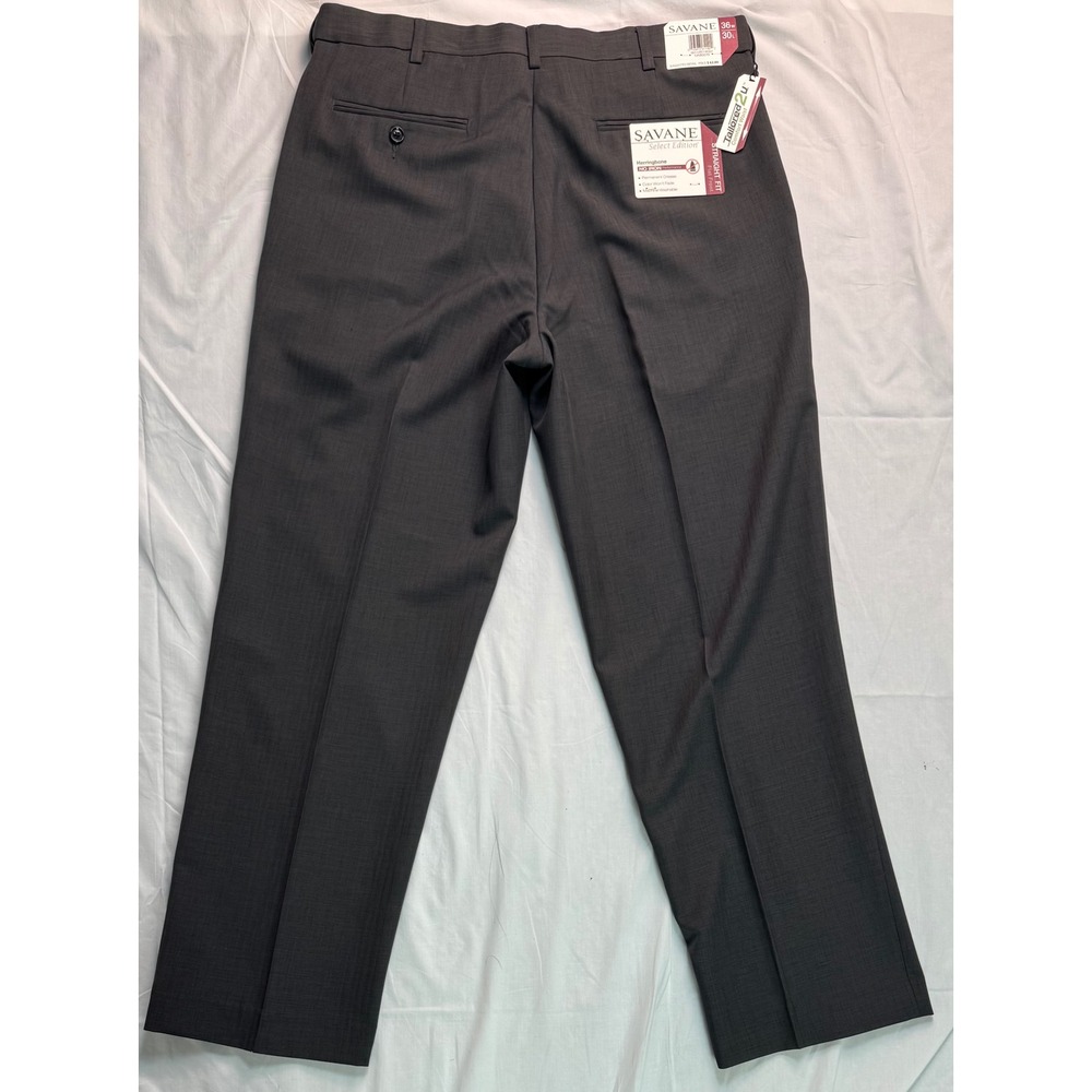 Savane Select Edition Dress Pants 36x30 Grey Wolf Herringbone Straight - Picture 16 of 16